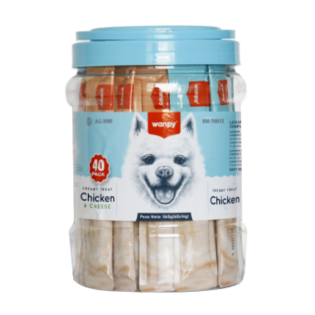 Câini - Recompensa cremoasa pentru caini Wanpy Creamy, cu Pui si branza, 40 x 14g
