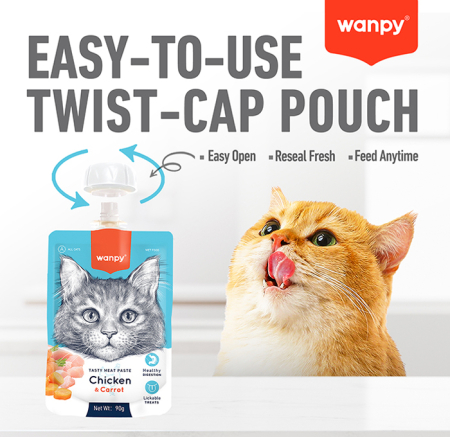 Recompensa cremoasa pentru pisici Wanpy Tasty Meat, cu Pui si morcov, 90g [5]
