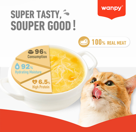 Supa pentru pisici Wanpy Tasty Meat, cu Somon, pui si morcov, 50g [2]