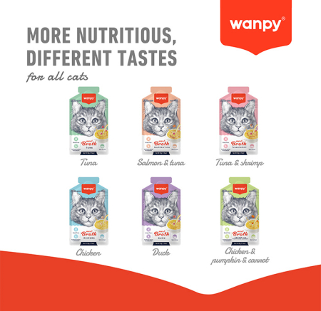 Supa pentru pisici Wanpy Tasty Meat, cu Somon, pui si morcov, 50g [6]