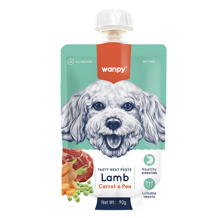 Câini - Recompensa pentru caini Wanpy Tasty Meat cu Miel, morcov si mazare, 90g
