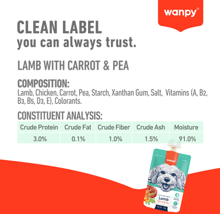 Recompensa pentru caini Wanpy Tasty Meat cu Miel, morcov si mazare, 90g [5]
