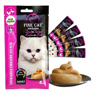 Recompense cremoase pentru pisici Fine Cat Exclusive, Rata si pui, 4 x 15g [1]