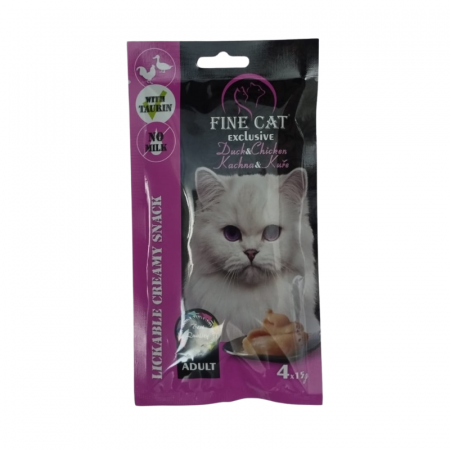Pisici - Recompense cremoase pentru pisici Fine Cat Exclusive, Rata si pui, 4 x 15g