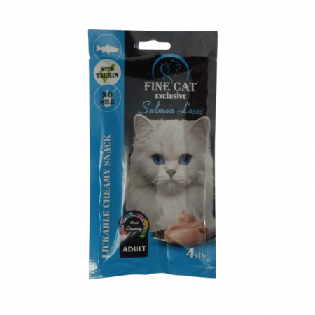 Pisici - Recompense cremoase pentru pisici Fine Cat Exclusive, Somon, 4 x 15g
