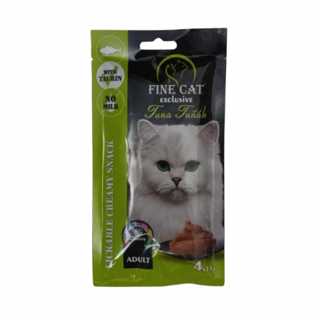 Pisici - Recompense cremoase pentru pisici Fine Cat Exclusive, Ton, 4 x 15g