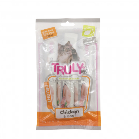 Recompense cremoase pentru pisici, Truly, pui si vita, 14g x 5 bucati [2]