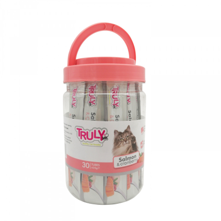 Recompense cremoase pentru pisici, Truly, somon si merisoare, 14g x 30 bucati [1]