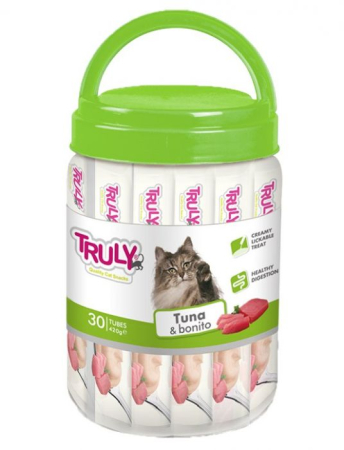 Recompense - Recompense cremoase pentru pisici, Truly, Ton si peste Bonito, 420g, 30 bucati