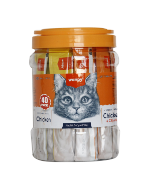 Recompense - Recompense cremoase pentru pisici Wanpy, Mix pui si pui cu crab, 40 x 14g
