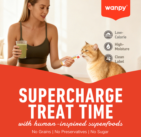 Recompense cremoase pentru pisici Wanpy Superfoods, cu Ton si fructe de padure, 5 x 14g [4]