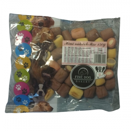 Recompense - Recompense pentru caini Fine Dog, mix mini rulouri, 150g