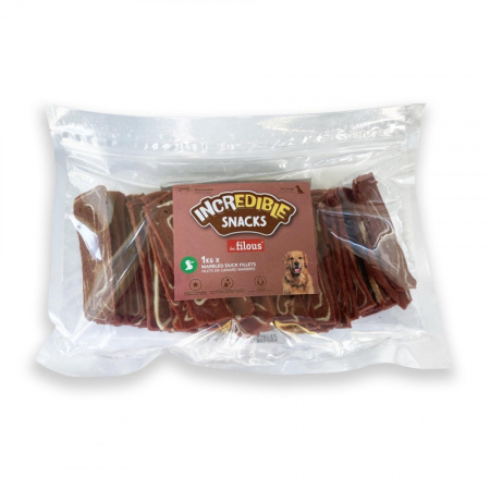 Recompense - Recompense pentru caini Les Filous Marbled, File de rata, 1 Kg