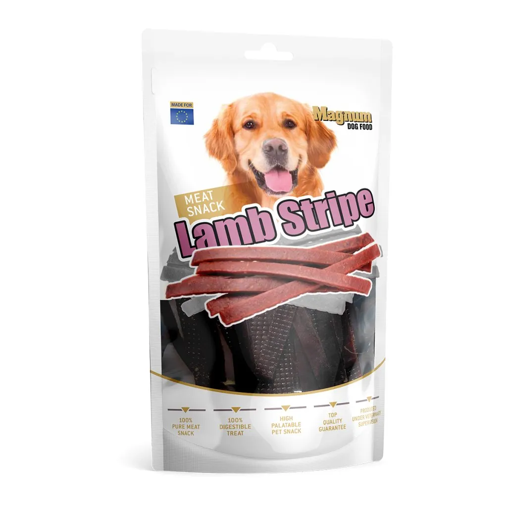 Câini - Recompense pentru caini Magnum, fasii miel, 80g