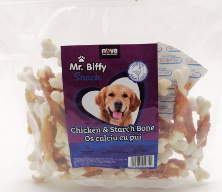 Recompense pentru caini Mr. Biffy, oase calciu cu pui, 500g [1]