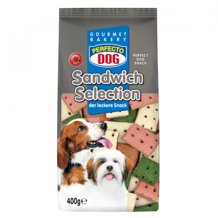 Recompense - Recompense pentru caini Perfecto Dog, biscuiti sandwich mix, 400g