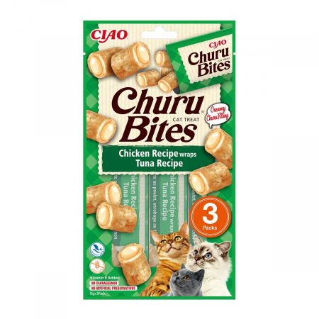 Recompense - Recompense pentru pisici Inaba Ciao Churu Bites, Pui si ton, 3 x 10g