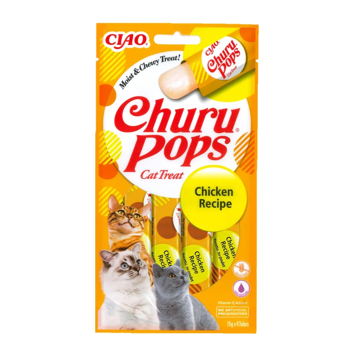 Recompense - Recompense pentru pisici Inaba Ciao Churu Pops, Piure, Pui, 4 x 15g