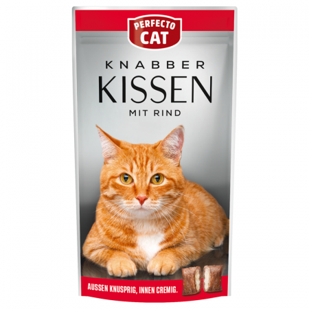 Pisici - Recompense pentru pisici Perfecto Cat, Pernute cu vita, 50g