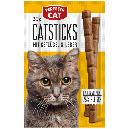 Recompense - Recompense pentru pisici Perfecto Cat, pui si ficat, 10 bucati x 5g