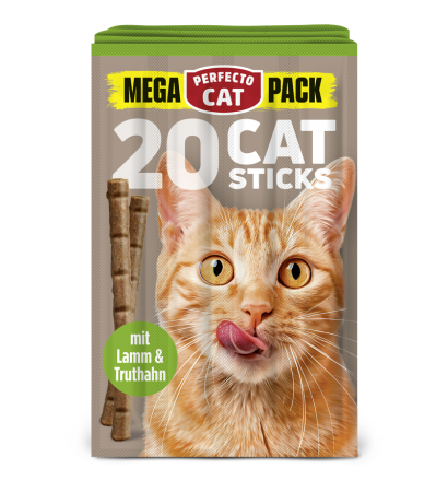Recompense - Recompense pentru pisici Perfecto Sticks, Miel si curcan, Mega Pack, 20 bucati, 100g