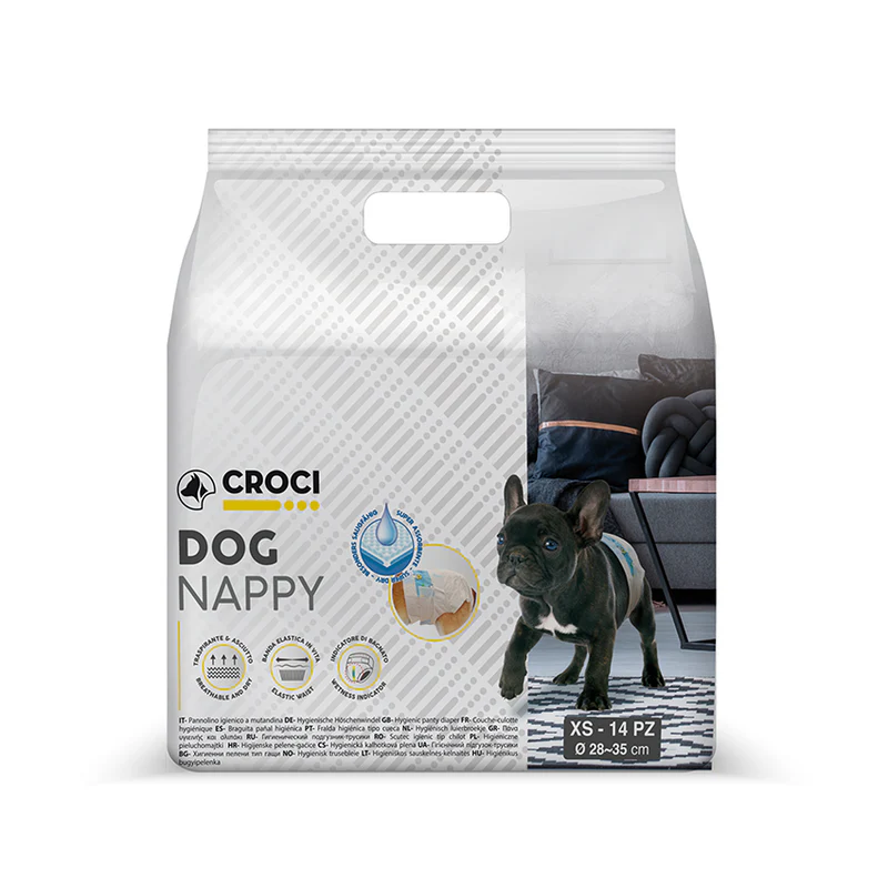 Scutece - Scutece pentru caini Croci Dog Nappy XS, 1-2 kg, 18-23 cm, 14 bucati