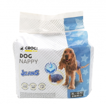 Scutece pentru caini, Croci Dog Nappy, model jeans, XL, 40 [0]