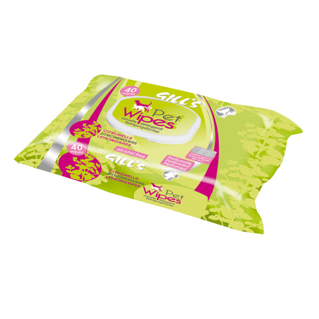Câini - Servetele umede pentru caini si pisici Gill's, cu lemongrass, 40 bucati