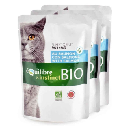 Hrană umedă - Hrana umeda pentru pisici Equilibre & Instinct, Bio, Somon si legume, 22 x 100g
