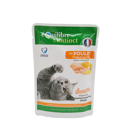 Set hrana umeda pentru pisici, Equilibre&Instinct, Energie, cu pui, dovlecei și citrice, pentru pisici sterilizate,12 x 85 g [0]