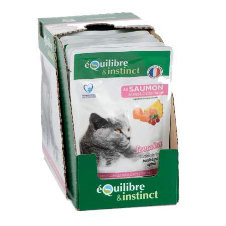 Set hrana umeda pentru pisici, Equilibre&Instinct, Sensation, cu somon, ananas si afine, pentru pisici sterilizate,12 x 85 g [1]