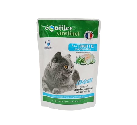 Set hrana umeda pentru pisici, Equilibre&Instinct, Serenite, cu pastrav, dovlecei si cimbru, pentru pisici sterilizate,12 x 85 g [0]