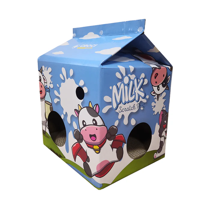 Centre de joacă, sisaluri - Sisal pentru pisici Croci Milk, 34 x 34 x 49 cm, carton, cu catnip