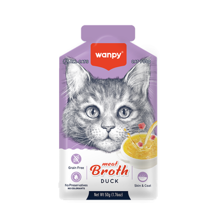 Hrană umedă - Supa pentru pisici Wanpy Meat Broth, cu Rata, 50g