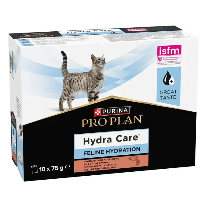 Hrană umedă - Supliment de hidratare pentru pisici Purina Pro Plan HydraCare, Somon, 10 x 75g