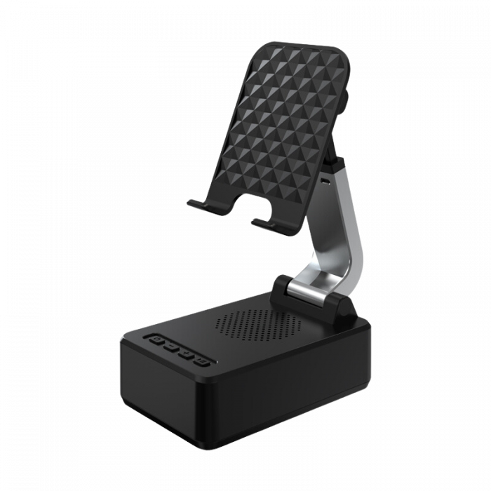 Boxa cu suport telefon/tableta reglabil si pliabil, Bluetooth v5.3,1500 mAh, Compatibila Android si IOS, Sunet HD, Negru [1]