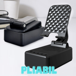 Boxa cu suport telefon/tableta reglabil si pliabil, Bluetooth v5.3,1500 mAh, Compatibila Android si IOS, Sunet HD, Negru [3]