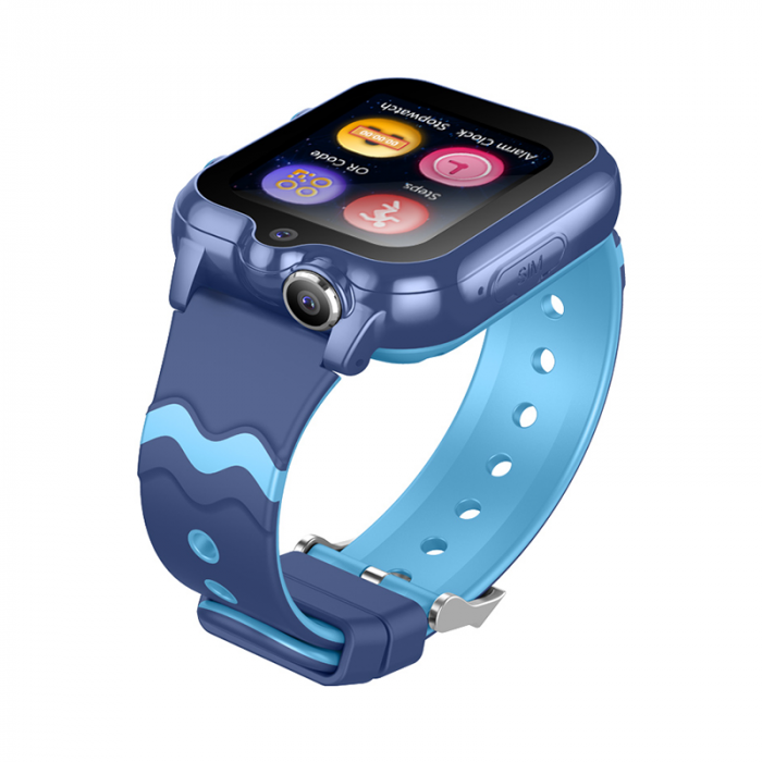 RESIGILAT - Ceas smartwatch copii cu localizare si telefon, 1.69 inch, Camera HD dubla, Slot cartela SIM, Apel video, Buton SOS, Monitorizare spion, Albastru [6]