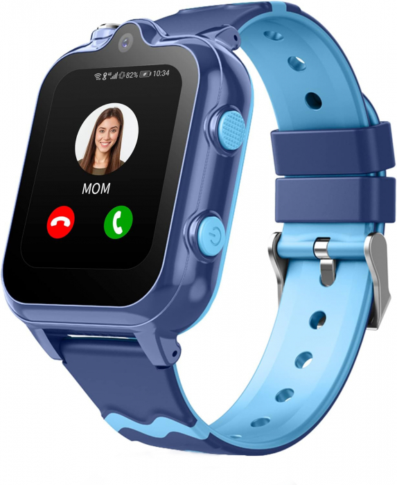 RESIGILAT - Ceas smartwatch copii cu localizare si telefon, 1.69 inch, Camera HD dubla, Slot cartela SIM, Apel video, Buton SOS, Monitorizare spion, Albastru [1]