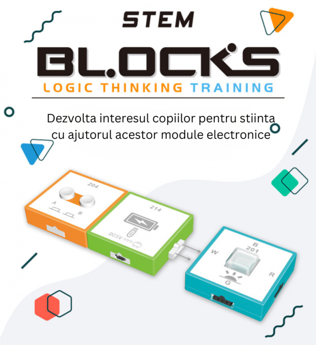 Joc Educational cu Blocuri Electronice, Tableta pentru Programare, Masina Modulara cu Senzori, Antrenament in Gandire Logica si Algoritmica, STEM, 8 ani+ [6]