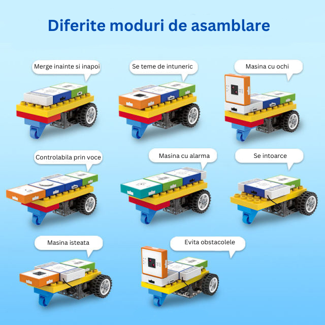 Joc Educational cu Blocuri Electronice, Tableta pentru Programare, Masina Modulara cu Senzori, Antrenament in Gandire Logica si Algoritmica, STEM, 8 ani+ [5]