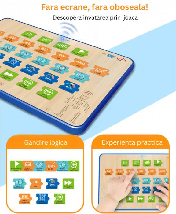 Joc Educational cu Blocuri Electronice, Tableta pentru Programare, Masina Modulara cu Senzori, Antrenament in Gandire Logica si Algoritmica, STEM, 8 ani+ [4]