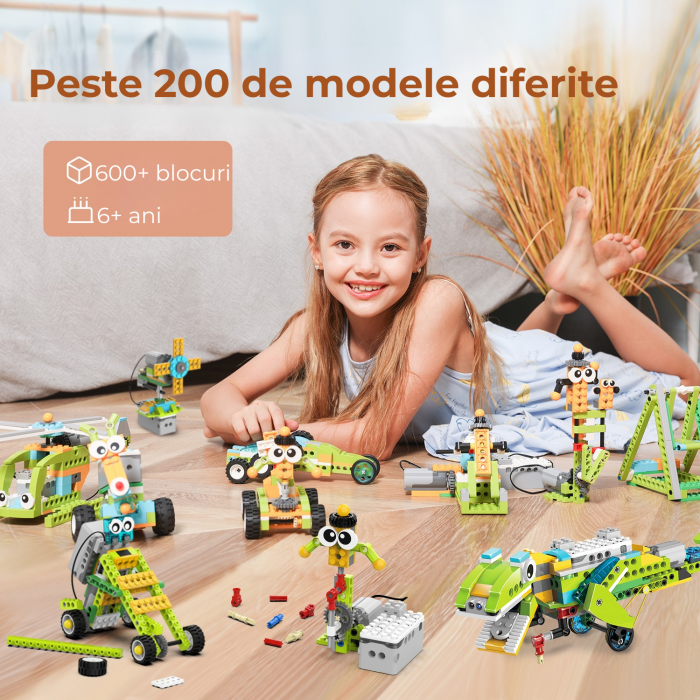 Kit Robot Master Premium cu Aplicatie, Programabil, Educational, STEM, 200 in 1, 600+ piese, 47 Cursuri Video, +6 ani [2]