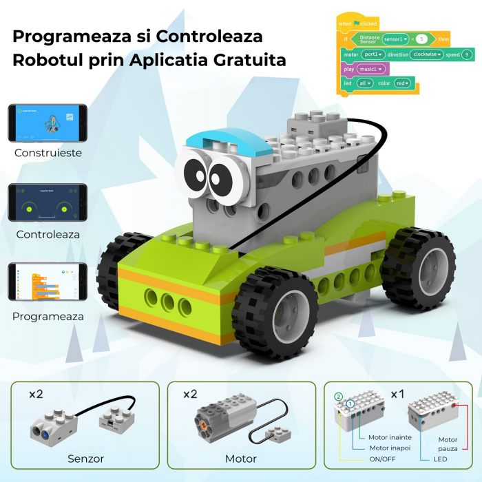 Kit Robot Master Premium cu Aplicatie, Programabil, Educational, STEM, 200 in 1, 600+ piese, 47 Cursuri Video, +6 ani [4]
