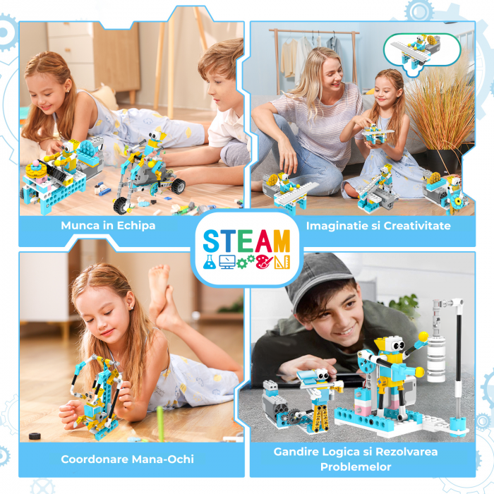 Kit Smart Robot, Set de Robotica Inteligenta, Jucarie Educationala STEM pentru Copii, 72 in 1, 300+ piese, +6 ani [5]