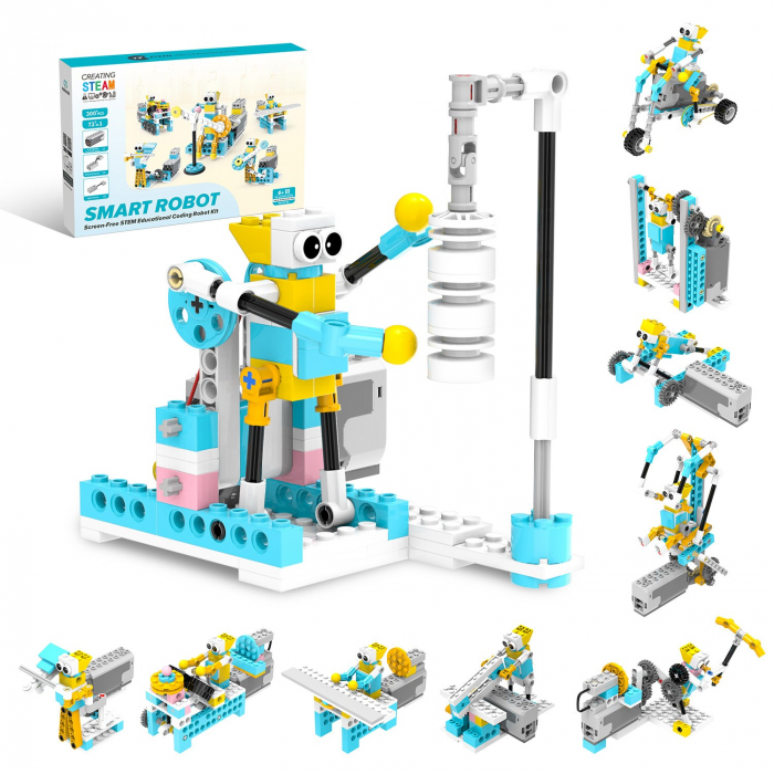 Kit Smart Robot, Set de Robotica Inteligenta, Jucarie Educationala STEM pentru Copii, 72 in 1, 300+ piese, +6 ani [1]