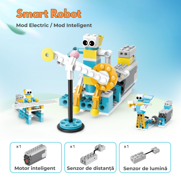 Kit Smart Robot, Set de Robotica Inteligenta, Jucarie Educationala STEM pentru Copii, 72 in 1, 300+ piese, +6 ani [4]