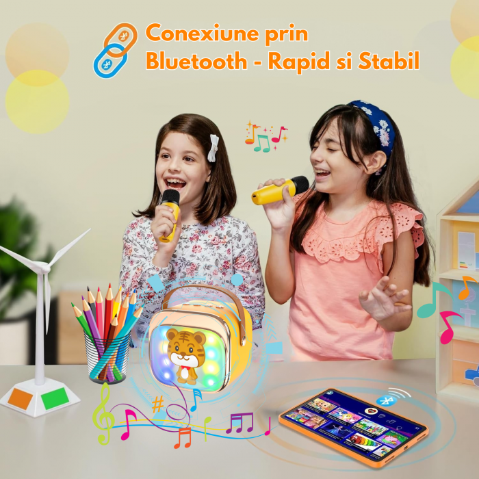Set karaoke copii cu doua microfoane, Galben [4]