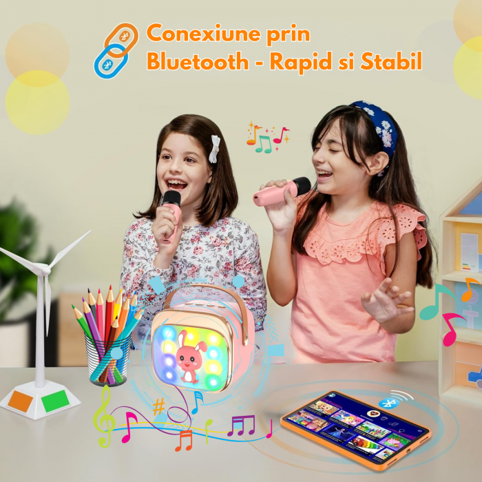 Set karaoke copii cu doua microfoane, Galben [3]