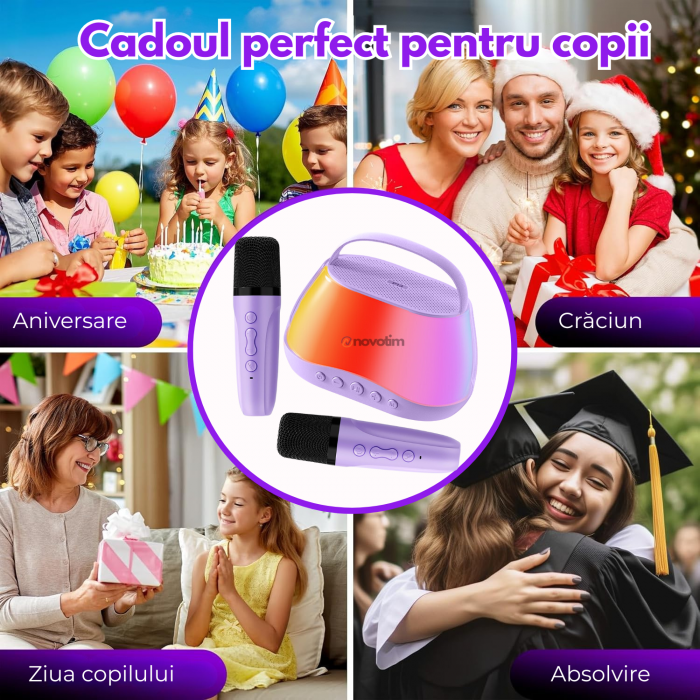 Set de 2 Microfoane Karaoke pentru Copii Mov [3]
